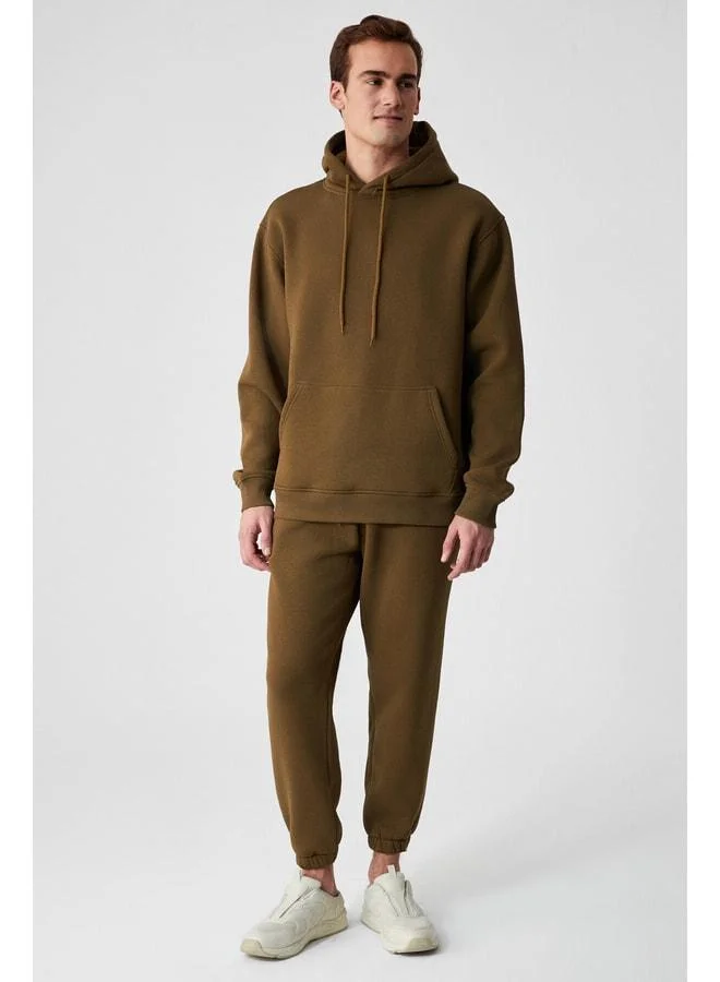 GRIMELANGE DIVOF Men's Elastic Cuff Regular Pocket Khaki Sweatpants