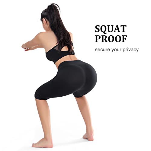 FULLSOFT 2 Pack Women's Knee-Length Leggings Capri Biker Shorts High Waist Tummy Control Yoga Leggings Workout Casual Summer(L,Black/Navy Blue) - Image 2
