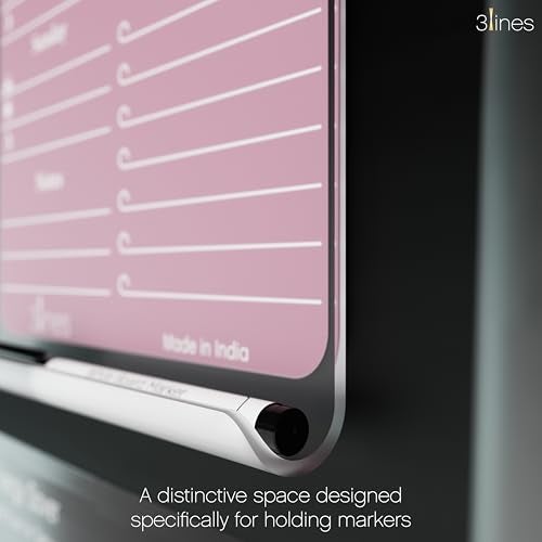 3 Lines ClearBite Acrylic Magnetic Meal Planner Board | Sleek & Durable | Includes Marker & Duster | 24x16 CM | Perfect for Meal Planning, Shopping Lists, Notes | Ideal for Home, Office | Plum - Image 5