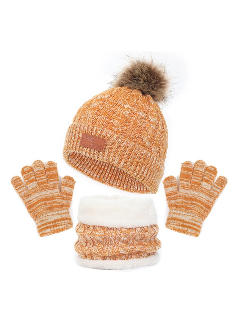 SYOSI - Kids Winter Beanie Hat Scarf Gloves Set for 2-6 Years Old, Toddler Winter Knit Hat Gloves Neck Warmer with Fleece Lined, Yellow - Image 1