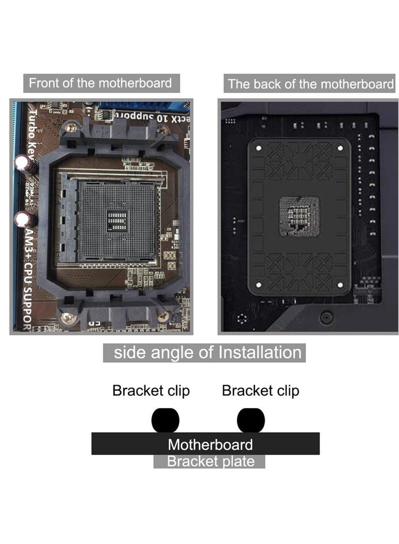 5 PCS CPU Fan Bracket Base for AM2 AM3, Outstanding CPU Cooler Retention Bracket, Black Motherboard Heatsink Fan Stand, Suitabel for AMD AM2 AM3 - Image 4