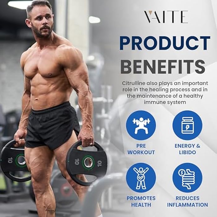 VAITE L Citrulline Gummies for Men - Powerful Vasodilator with Calcium, 1600mg per Serving, Extra Strength, Boosts Nitroxyl and Nitric Oxide Production, Supports Energy and Endurance, 60 Chewable Gummy - Image 2