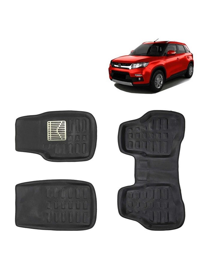 Kingsway KINGSWAY® 3D Car Floor Foot Mats Compatible with Maruti Suzuki Vitara Brezza (Year 2016 to 2019) - Complete Set of 3 Pieces, PVC Material Car Mat, 100% Washable, Color Black  - Image 1