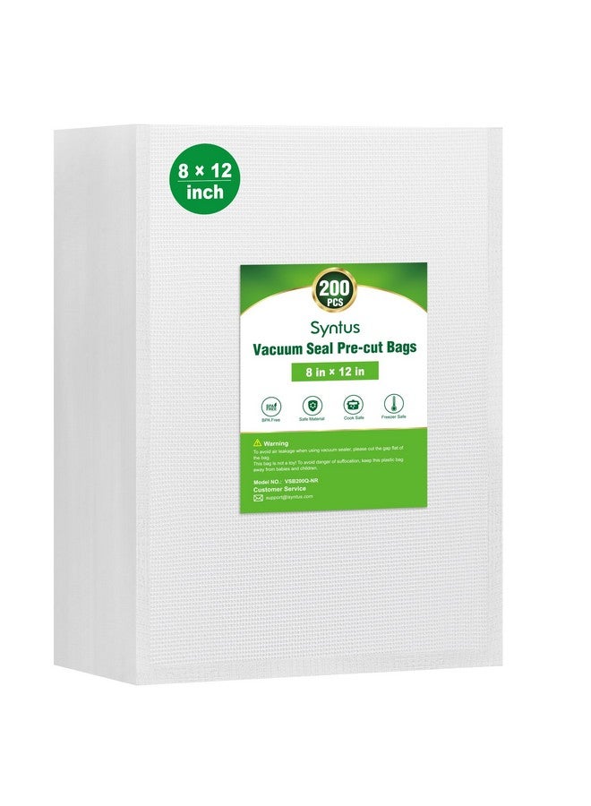 Syntus أكياس ختم الفراغ من سينتوس للطعام، 200 قطعة، حجم ربع 8" x 12"، أكياس مقطوعة مسبقًا من الدرجة التجارية، خالية من BPA لأكياس فراغ الطعام للتخزين، تحضير الوجبات أو السوت فيد - Image 1