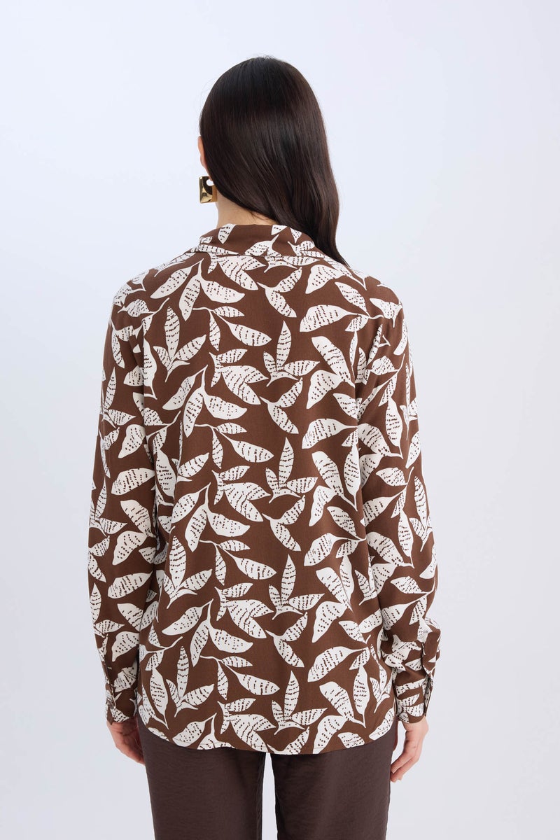 Woman Regular Fit Shirt Collar Long Sleeve Shirt