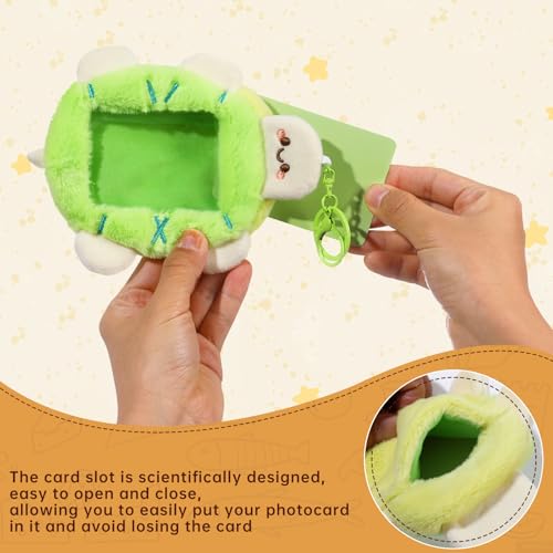 NEWEST Cute Panda Plush Kpop Photocard Holder with Keychain, Soft Cartoon Animal ID Badge Holder, 3 Inch Photo Protective Sleeve Case Card Cover for Kpop Idol Photo Card School Office Card Supplies - Image 5