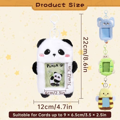 NEWEST Cute Panda Plush Kpop Photocard Holder with Keychain, Soft Cartoon Animal ID Badge Holder, 3 Inch Photo Protective Sleeve Case Card Cover for Kpop Idol Photo Card School Office Card Supplies - Image 2