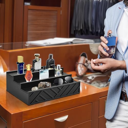 Ameuphercy Wooden Cologne Organizer for Men，3 Tier Cologne Stand and Perfume Organizer for Women, Perfume Display Holder Cologne Display Shelf with Hidden Compartment for Watch, Jewelry,Great Gift for Father - Image 3