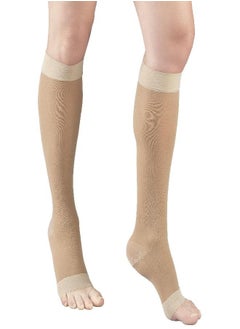Truform Truform Sheer Compression Stockings, 15-20 mmHg, Women's Knee High Length, Open Toe, 20 Denier, Nude, Medium  - Image 4