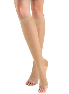 Truform Truform Sheer Compression Stockings, 15-20 mmHg, Women's Knee High Length, Open Toe, 20 Denier, Nude, Medium  - Image 1