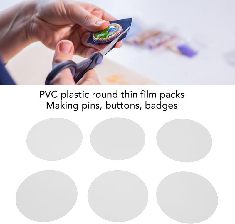GOWENIC 500Pcs Clear PVC Plastic Circle Film for Badge Pin Fridge Magnet Lamination, Transparent Round Button Protector - Image 4