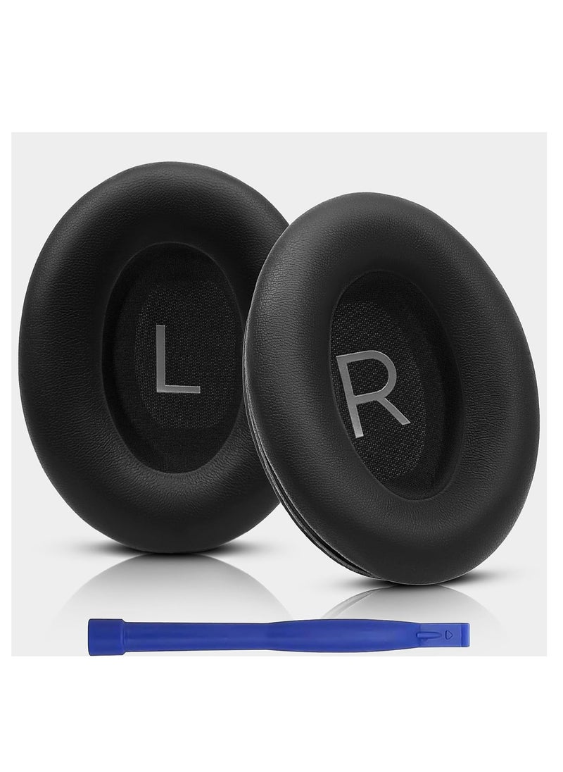 Oasisgalore Black Protein Leather Ear Pads for QC45/QC SE Over-Ear Headphones - Replacement Cushions Kit  - Image 1