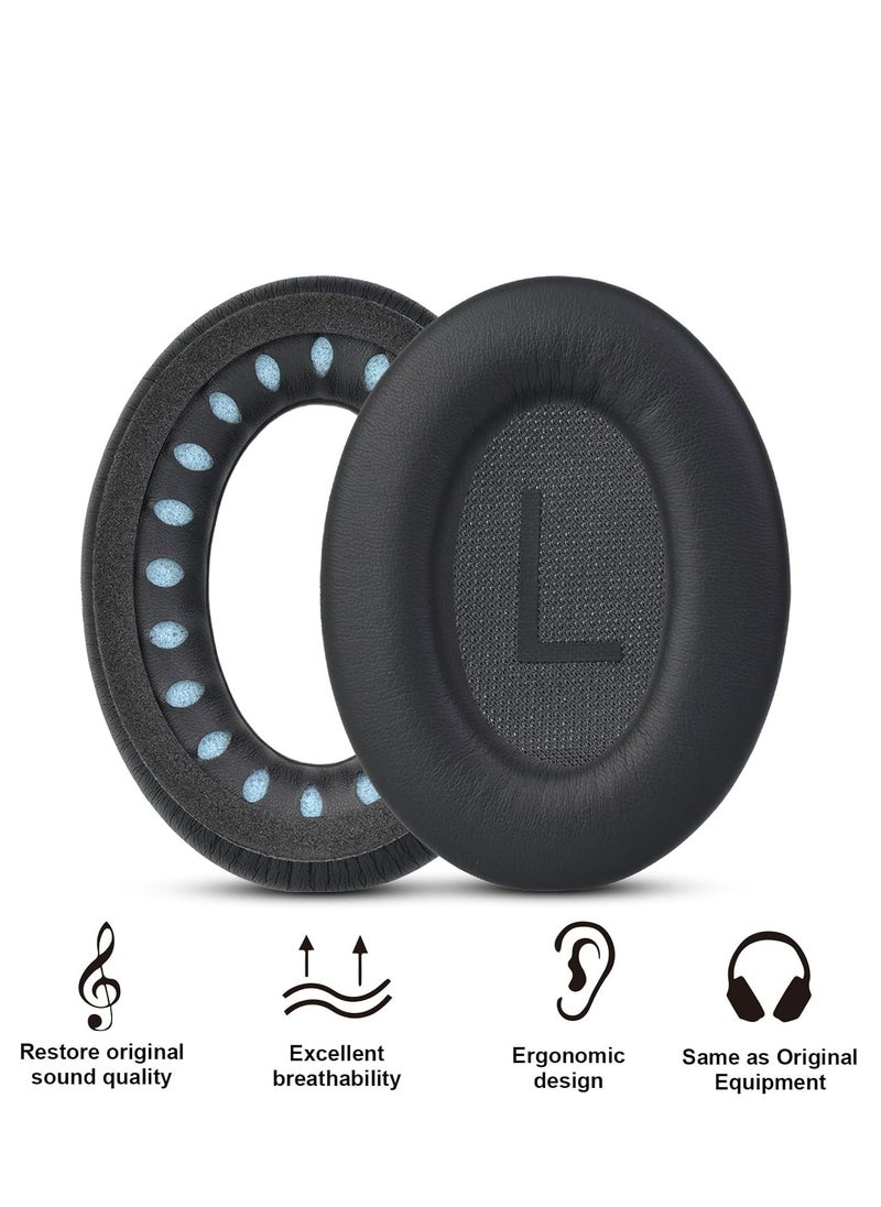 Oasisgalore Black Protein Leather Ear Pads for QC45/QC SE Over-Ear Headphones - Replacement Cushions Kit  - Image 3