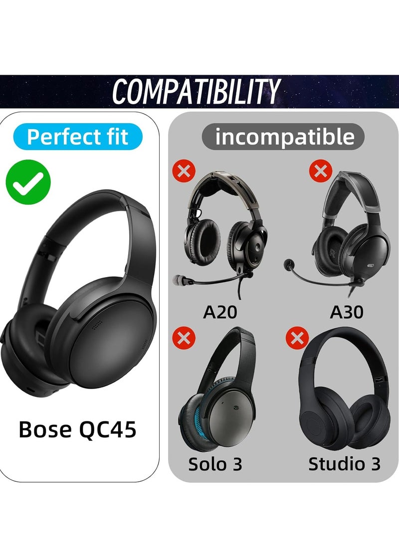 Oasisgalore Black Protein Leather Ear Pads for QC45/QC SE Over-Ear Headphones - Replacement Cushions Kit  - Image 4