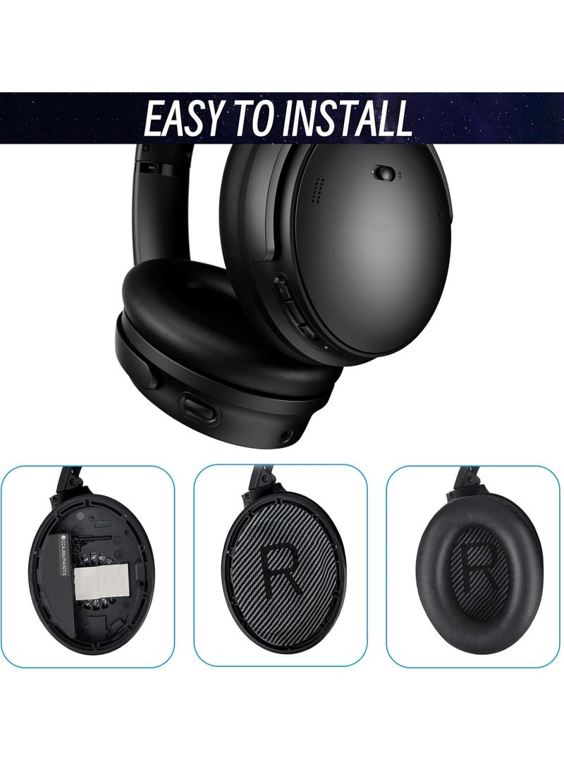 Oasisgalore Black Protein Leather Ear Pads for QC45/QC SE Over-Ear Headphones - Replacement Cushions Kit  - Image 5