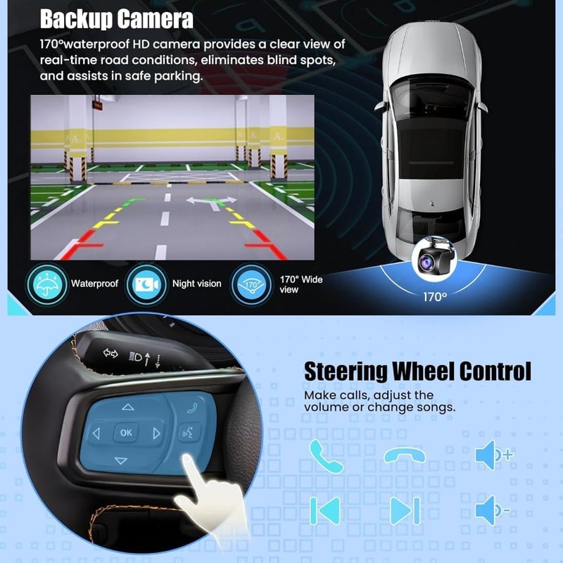 فيريكس ستيريو سيارة لجيب رانجلر JL 2018-2021 وجلاديتور JT 2020-2021، كاربلاي لاسلكي وأندرويد أوتو، نظام ملاحة GPS، واي فاي، بلوتوث، كاميرا AHD متضمنة (2 + 32 جيجابايت كاربلاي 4CORE) - Image 5