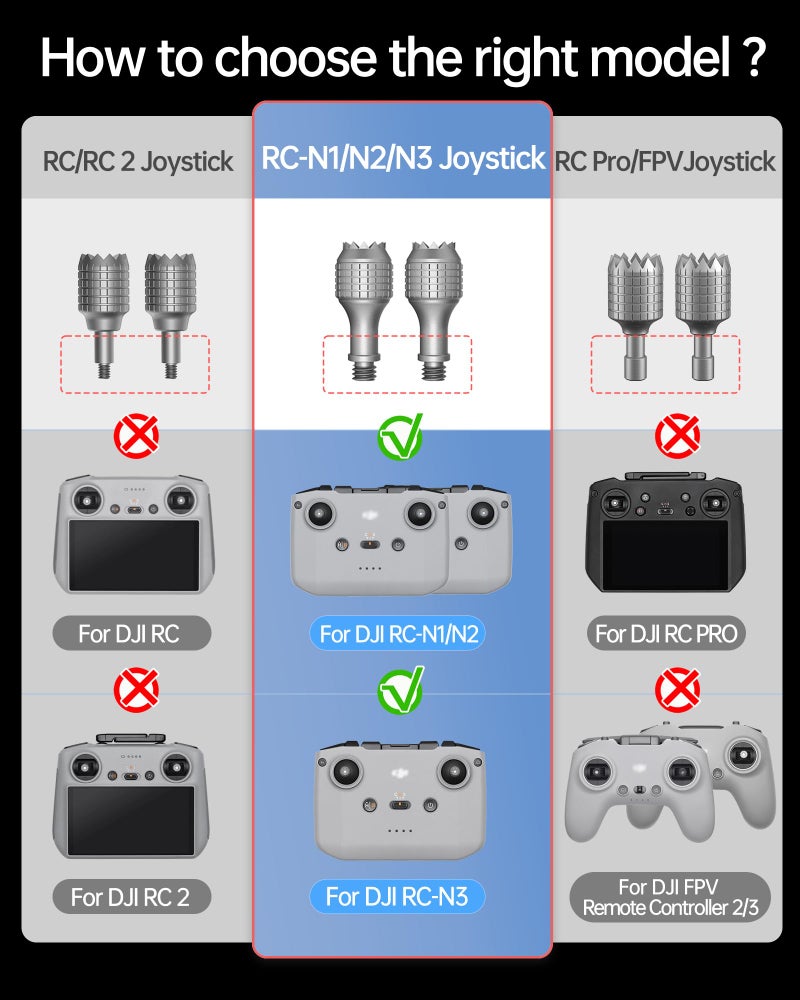 LKTOP 3 Pairs Remote Controller Joystick Stick for DJI RC-N1/N2/N3, Rocker Replacement Parts for DJI Mini 3/Mini 3 Pro/Mini 2/Mini 2 SE/Air 2/Air 2S/Air 3S/Mavic 3/Mavic 3 Pro/Neo Drone Accessories - Image 2