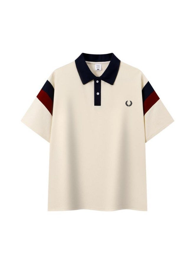 FRED PERRY unisex color block panel Polo shirt, laurel wreath embroidered logo, breathable bead knitted short-sleeved casual shirt. - Image 2