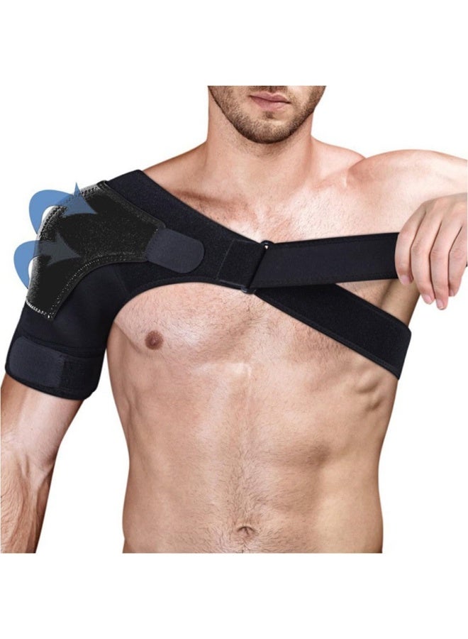 OSHIMA Shoulder Support Brace with Pressure Pad, Adjustable Shoulder Brace for Men and Women, Adjustable Fit Sleeve Wrap, Relief Pain, Rotator Cuff, Tendonitis, Displacement, For Rights or Left Shoulder - Image 1