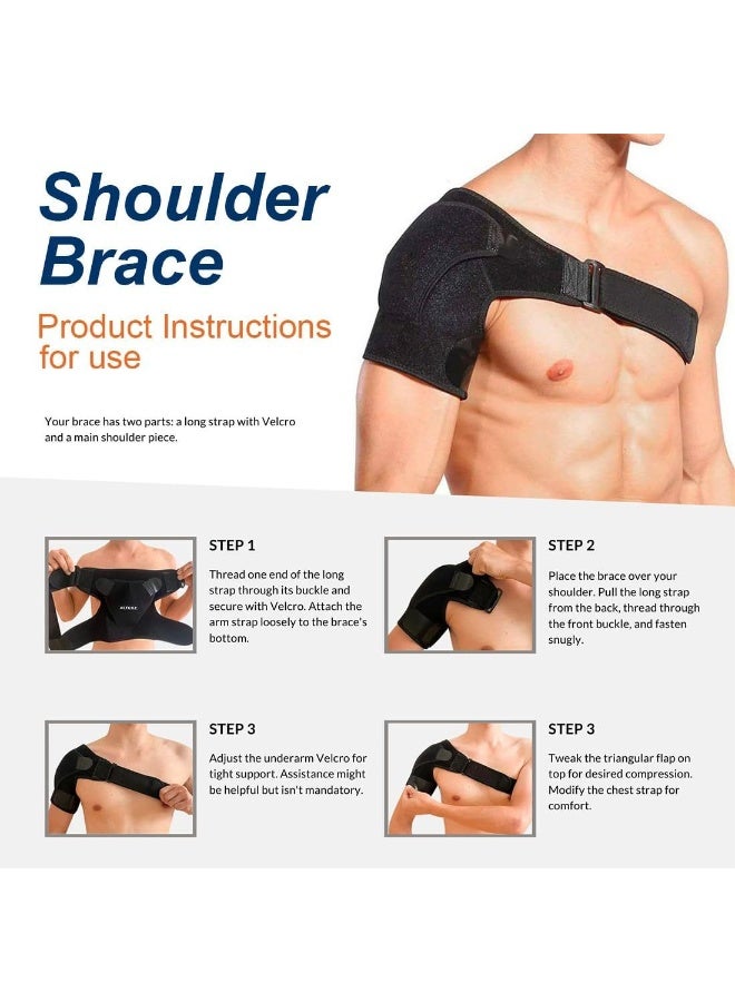 OSHIMA Shoulder Support Brace with Pressure Pad, Adjustable Shoulder Brace for Men and Women, Adjustable Fit Sleeve Wrap, Relief Pain, Rotator Cuff, Tendonitis, Displacement, For Rights or Left Shoulder - Image 4