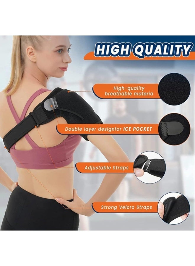 OSHIMA Shoulder Support Brace with Pressure Pad, Adjustable Shoulder Brace for Men and Women, Adjustable Fit Sleeve Wrap, Relief Pain, Rotator Cuff, Tendonitis, Displacement, For Rights or Left Shoulder - Image 2