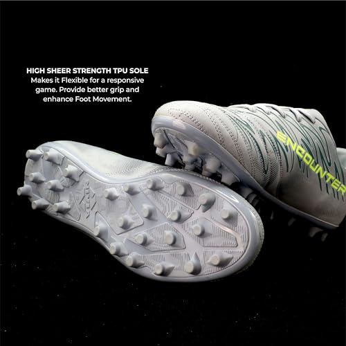 Nivia Encounter Mg 11 Football Stud for Men, Synthetic Leather Upper, Lightweight Insole,High-Shear Strength TPU Outsole (Comfort Grey) UK-08 - Image 5