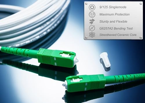 Elfcam® - 30m/98.4ft Fiber Optic Cable SCA to SCA Simplex Singlemode 9/125μm LSZH, Patch Cord Cable for FTTH, White Color, 30 Meters - Image 5