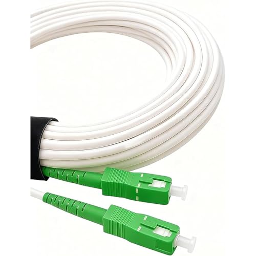 Elfcam® - 30m/98.4ft Fiber Optic Cable SCA to SCA Simplex Singlemode 9/125μm LSZH, Patch Cord Cable for FTTH, White Color, 30 Meters - Image 1
