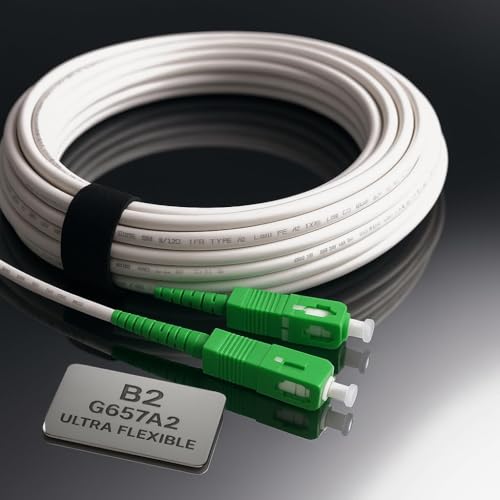 Elfcam® - 30m/98.4ft Fiber Optic Cable SCA to SCA Simplex Singlemode 9/125μm LSZH, Patch Cord Cable for FTTH, White Color, 30 Meters - Image 2