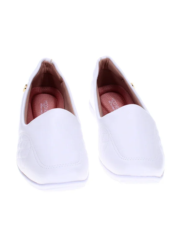 مودار Modare Ladies Closed/Flat Shoes White | Made In Brazil