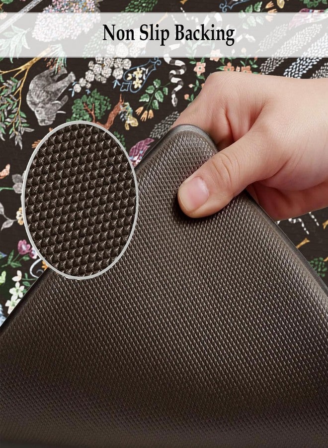 KIMODE Anti Fatigue Kitchen Mats for Floor 2 Piece, Black Vibrant Floral Kitchen Rugs 17"x47"+17"x29", Non Slip Waterproof Kitchen Floor Mats, Standing Mat for Laundry Office Sink Desk - Image 4