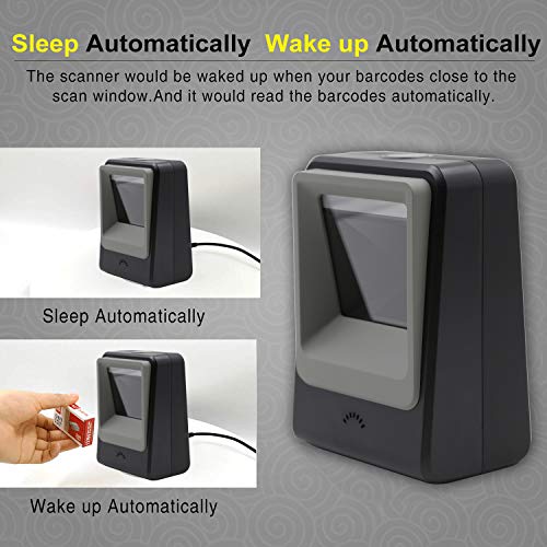 TEEMI Handsfree 1D 2D Barcode Scanner, QR Omnidirectional Desktop USB Wired Virtual COM Port Automatic Bar Code Imager, Capture Screen barcodes, Support Data Formatting, TMSL-60 Black - Image 3