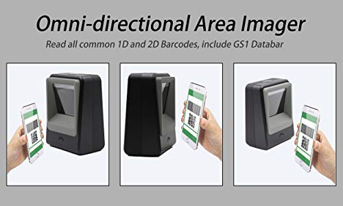 TEEMI Handsfree 1D 2D Barcode Scanner, QR Omnidirectional Desktop USB Wired Virtual COM Port Automatic Bar Code Imager, Capture Screen barcodes, Support Data Formatting, TMSL-60 Black - Image 2