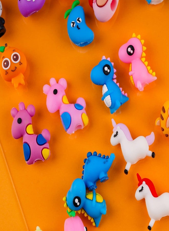 Kolewo4ever 100 Pieces Cartoon Pencil Toppers Erasers Animal Pencil Toppers Silicone Pencils Top Erasers Dinosaur Unicorn Pencils Caps for School Classroom Supplies - Image 5