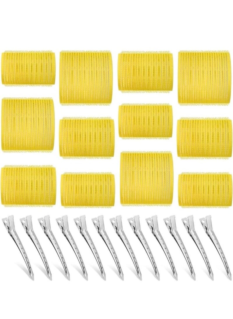 Generic - Self Grip Hair Rollers Curlers  Set with 12Pcs Hair Rollers 3 Sizes (4 Jumbo, 4 Large & 4 Medium) and 12 Pcs Hair Clips for Long Medium Short Thick Fine Thin Hair Volume - Image 1