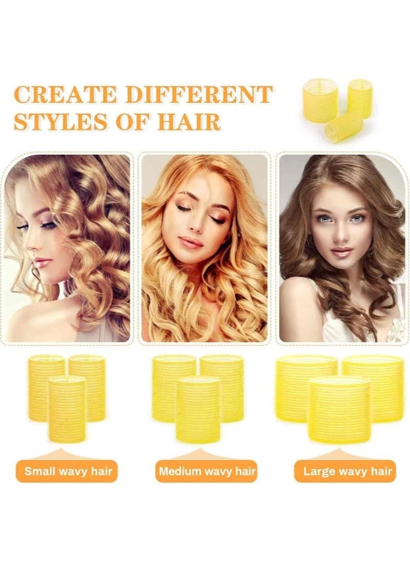 Generic - Self Grip Hair Rollers Curlers  Set with 12Pcs Hair Rollers 3 Sizes (4 Jumbo, 4 Large & 4 Medium) and 12 Pcs Hair Clips for Long Medium Short Thick Fine Thin Hair Volume - Image 1