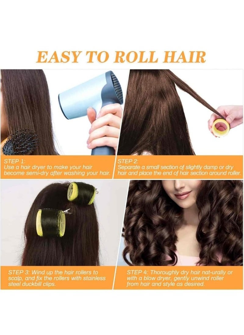 Generic - Self Grip Hair Rollers Curlers  Set with 12Pcs Hair Rollers 3 Sizes (4 Jumbo, 4 Large & 4 Medium) and 12 Pcs Hair Clips for Long Medium Short Thick Fine Thin Hair Volume - Image 1