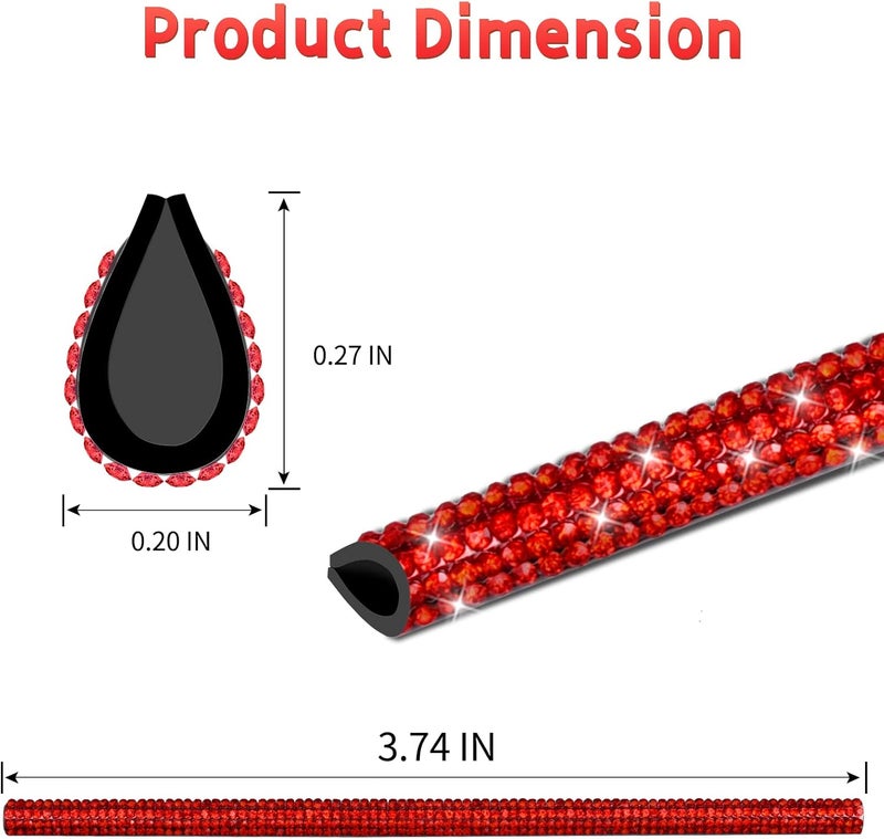 INSAUTO Bling Car Vent Outlet Trim - 10pcs Diamond Decoration Strips (Red) - Image 4