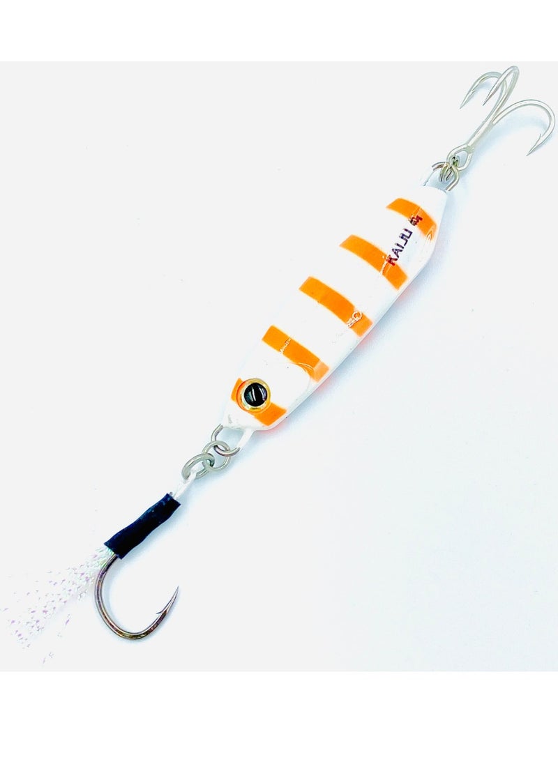 oakura Kaiju Jig White Tiger 60G Weights, Extra Sharp Bkk Hook, 10 Mesmerizing Colors - Lightweight Gear For Epic Fishing Adventures  - Image 1
