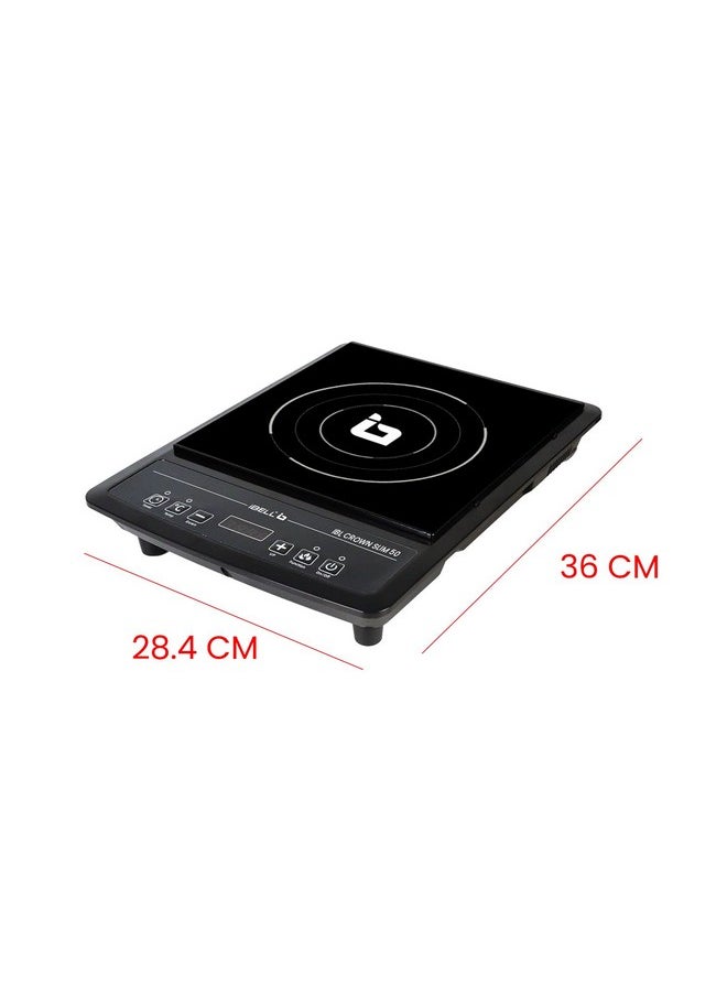 آي بيل iBELL CROWN SLIM50 موقد حثي، 2000 واط، إيقاف تشغيل تلقائي، حماية من الحرارة الزائدة (أسود)  - Image 4