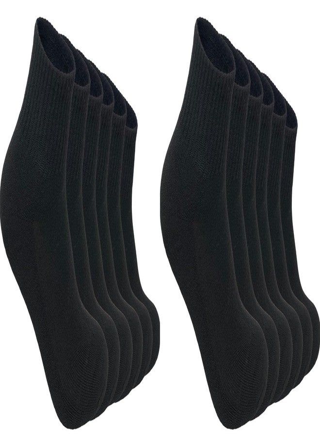 MUKHAKSH (Pack of 6 Pairs = 12 Socks Unisex Boys Girls School Towel Black Ankle Socks with multiple packs - Image 1