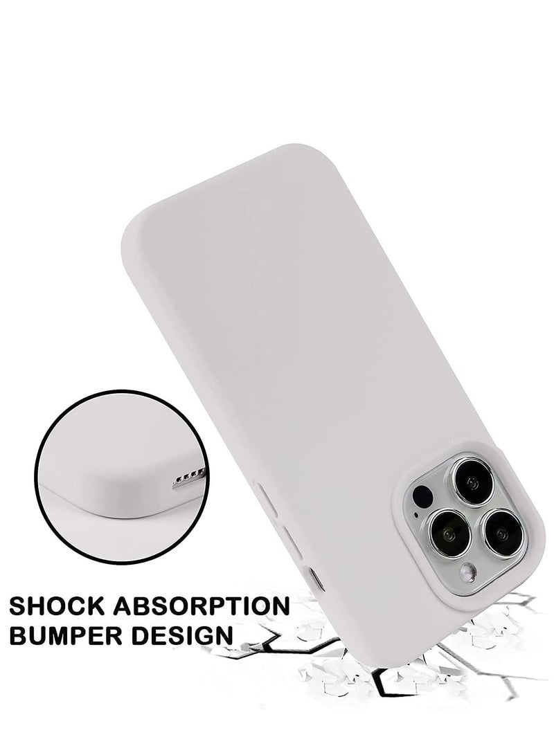 Case for IPhone 14 Pro Max Soft Liquid Silicone Gel Case Full Body Shockproof Rubber Protection Matte Finish Cover Soft Microfiber Lining Cushion Slim Back Case for iPhone 14 Pro Max (White) - Image 4