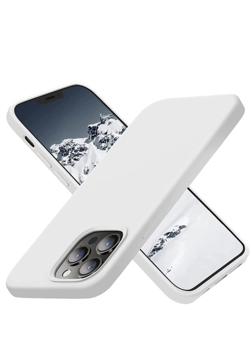 Case for IPhone 14 Pro Max Soft Liquid Silicone Gel Case Full Body Shockproof Rubber Protection Matte Finish Cover Soft Microfiber Lining Cushion Slim Back Case for iPhone 14 Pro Max (White) - Image 3
