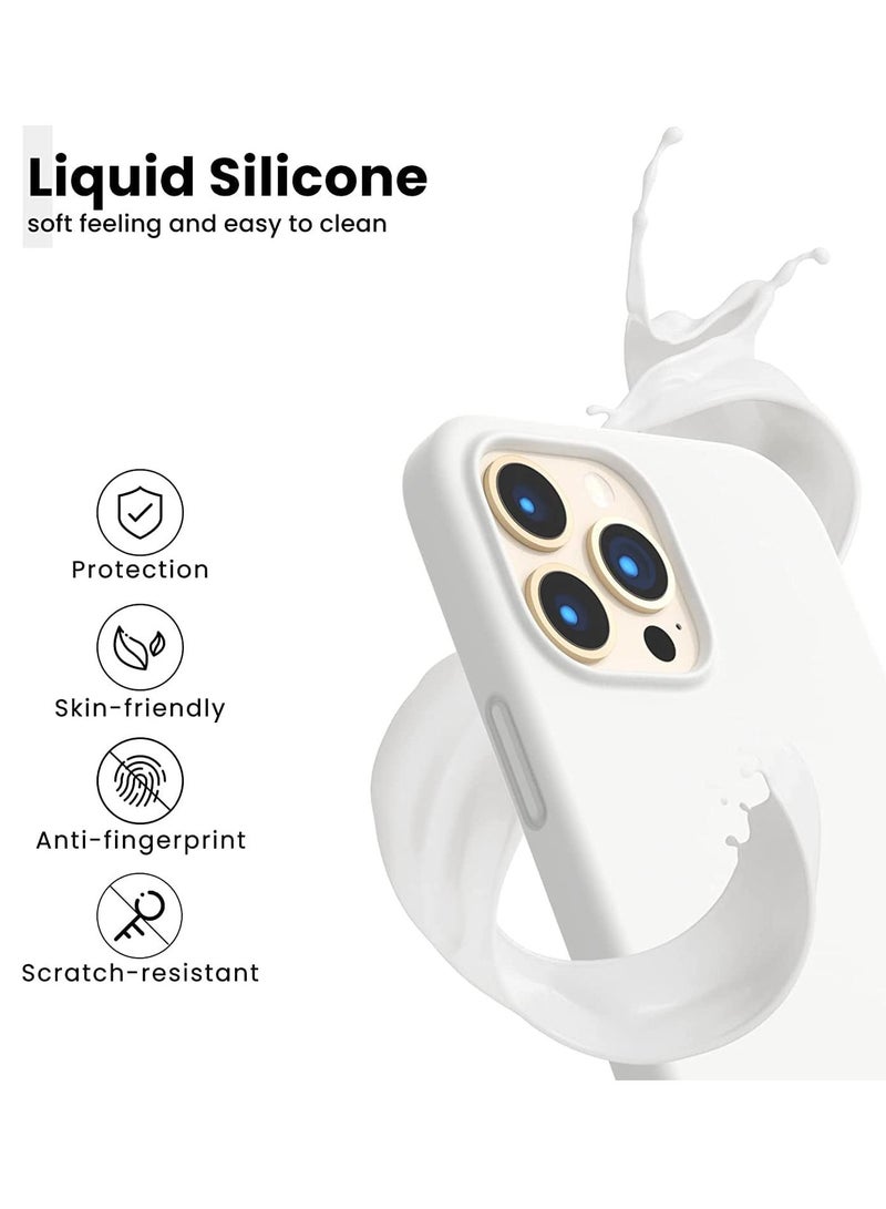 Case for IPhone 14 Pro Max Soft Liquid Silicone Gel Case Full Body Shockproof Rubber Protection Matte Finish Cover Soft Microfiber Lining Cushion Slim Back Case for iPhone 14 Pro Max (White) - Image 2