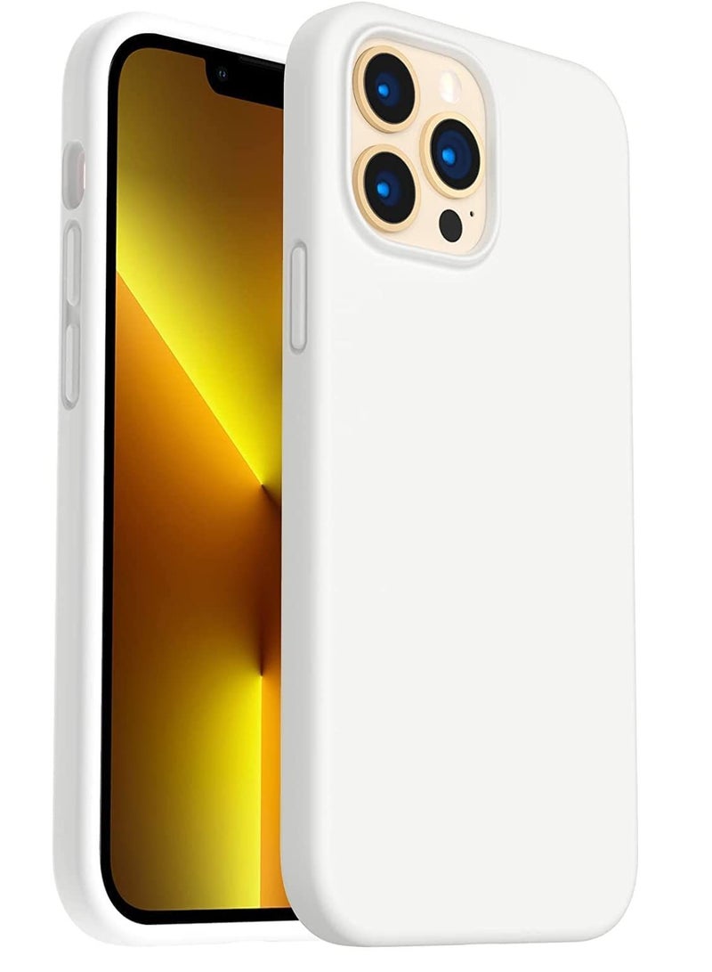 Case for IPhone 14 Pro Max Soft Liquid Silicone Gel Case Full Body Shockproof Rubber Protection Matte Finish Cover Soft Microfiber Lining Cushion Slim Back Case for iPhone 14 Pro Max (White) - Image 1