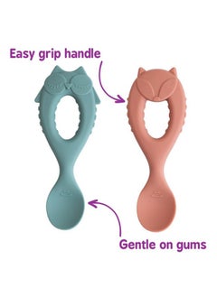 Tidy TOT ®™ Baby Weaning Spoons 2 Pack. Baby Led Weaning Spoon For Self Feeding Babies And Toddler Spoons. Soft Tip Silicone Weaning Spoons. Easy Grip Handle.  - Image 2