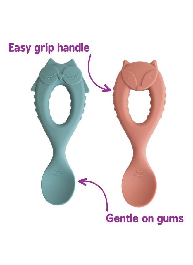 Tidy TOT ®™ Baby Weaning Spoons 2 Pack. Baby Led Weaning Spoon For Self Feeding Babies And Toddler Spoons. Soft Tip Silicone Weaning Spoons. Easy Grip Handle.  - Image 2