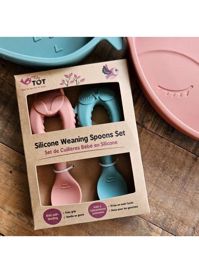 Tidy TOT ®™ Baby Weaning Spoons 2 Pack. Baby Led Weaning Spoon For Self Feeding Babies And Toddler Spoons. Soft Tip Silicone Weaning Spoons. Easy Grip Handle.  - Image 4