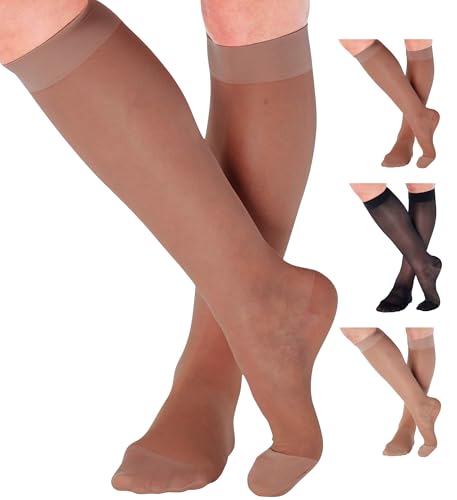 ABSOLUTE SUPPORT - Compression Stockings for Women 20-30mmHg - Sheer Graduated Support Knee High for Varicose Veins Circulation, Edema, Arthritis, Leg Pain - Beige, Medium - A205BE2 - Image 4