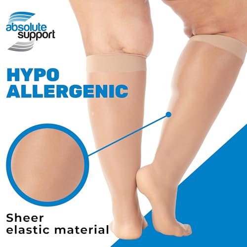 ABSOLUTE SUPPORT - Compression Stockings for Women 20-30mmHg - Sheer Graduated Support Knee High for Varicose Veins Circulation, Edema, Arthritis, Leg Pain - Beige, Medium - A205BE2 - Image 5